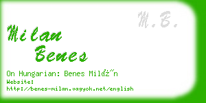 milan benes business card